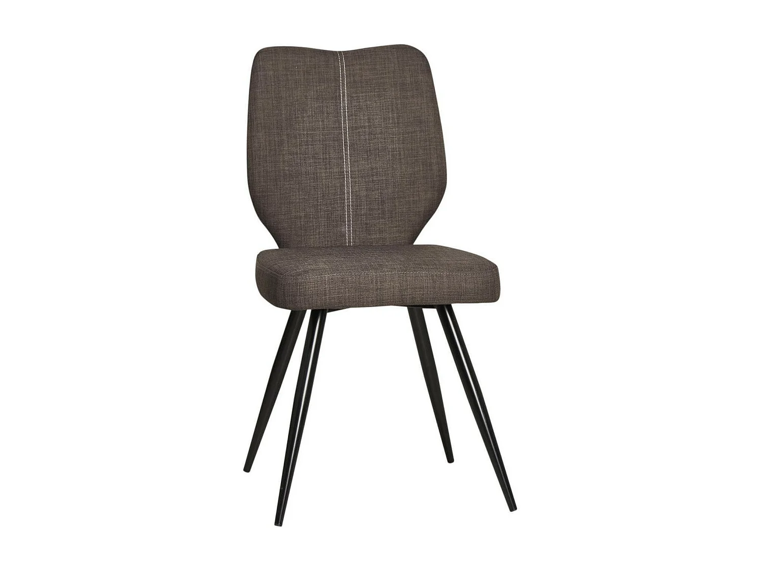 Chika bruine stoffen stoel en zwart metalen poten - Set van 2