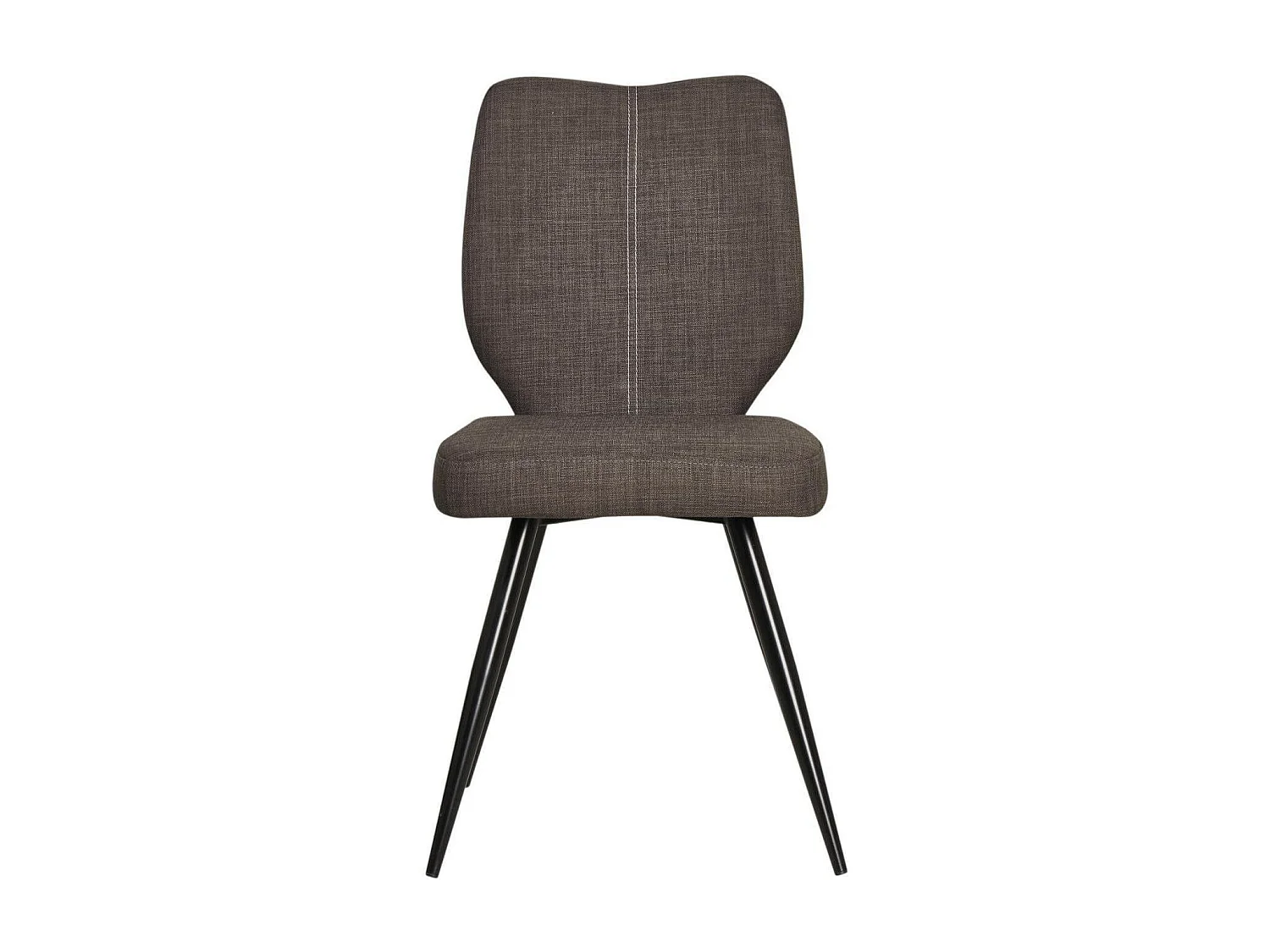 Chika bruine stoffen stoel en zwart metalen poten - Set van 2