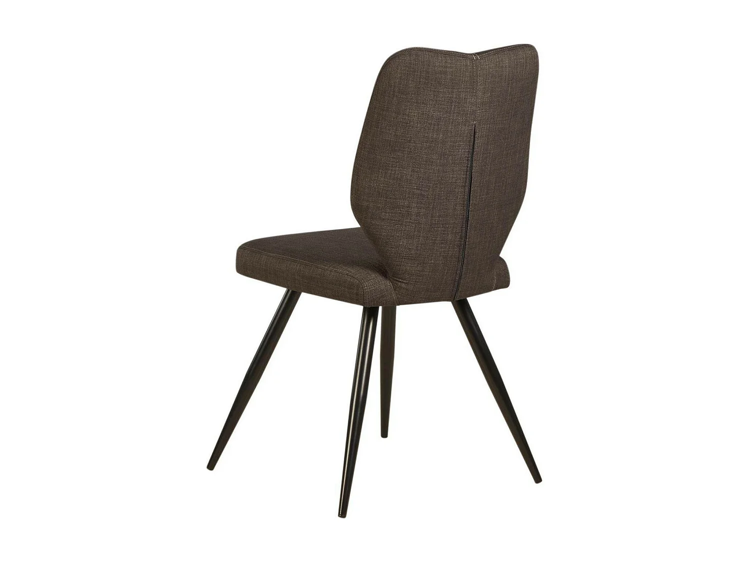 Chika bruine stoffen stoel en zwart metalen poten - Set van 2