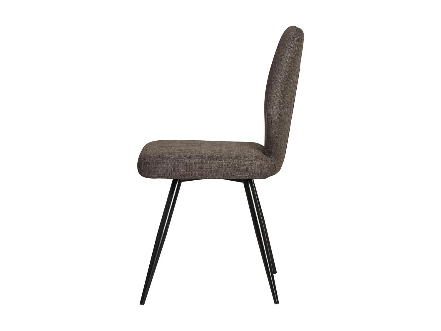 Chika bruine stoffen stoel en zwart metalen poten - Set van 2