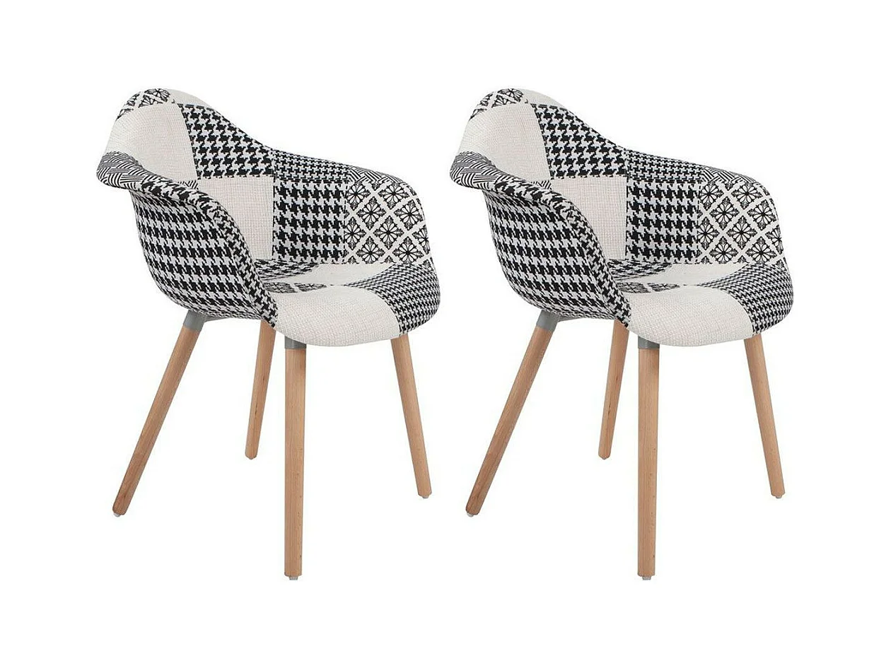 Lot de 2 Chaises Déco "Dave" 80cm Noir & Blanc