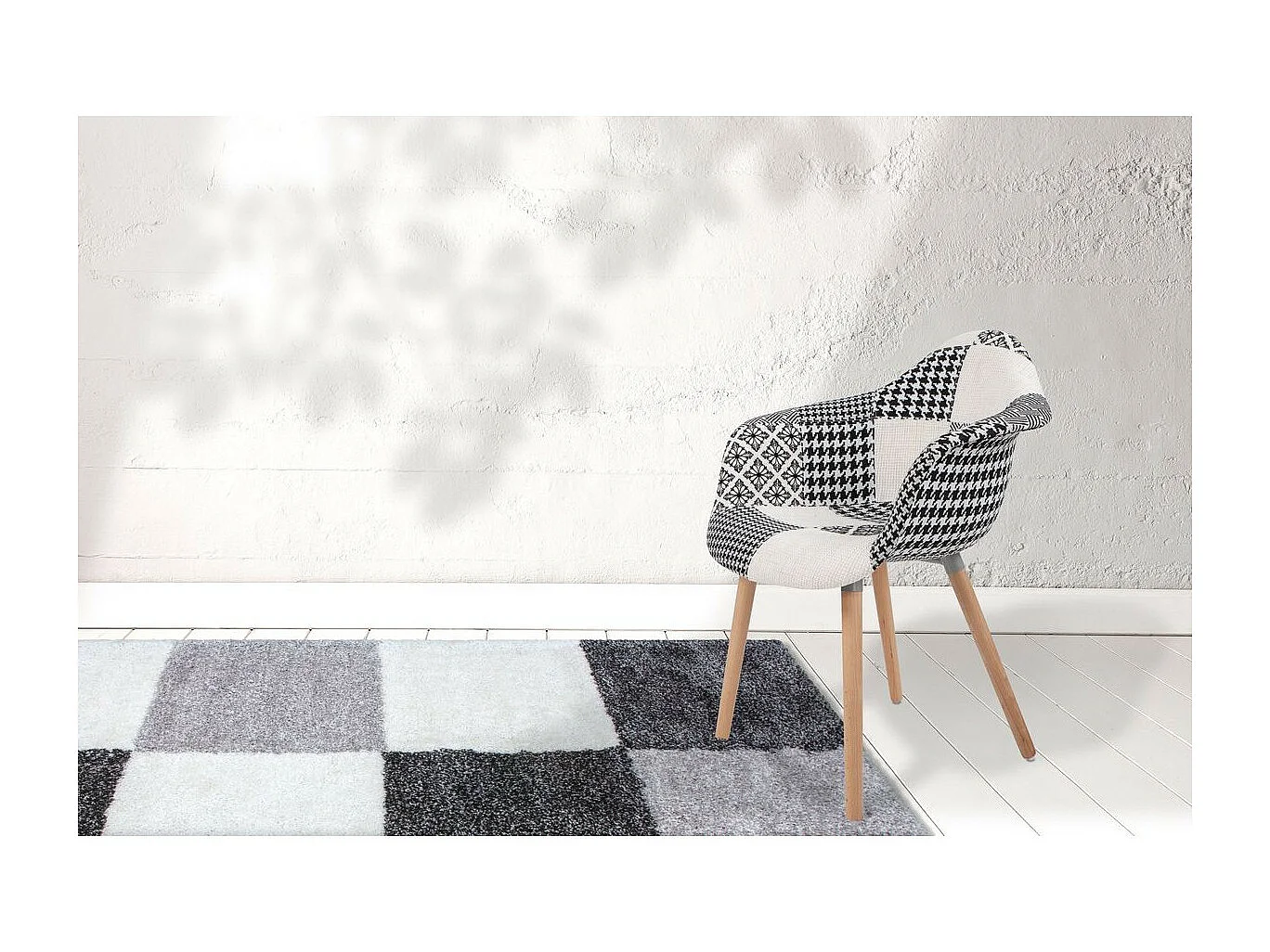 Lot de 2 Chaises Déco "Dave" 80cm Noir & Blanc