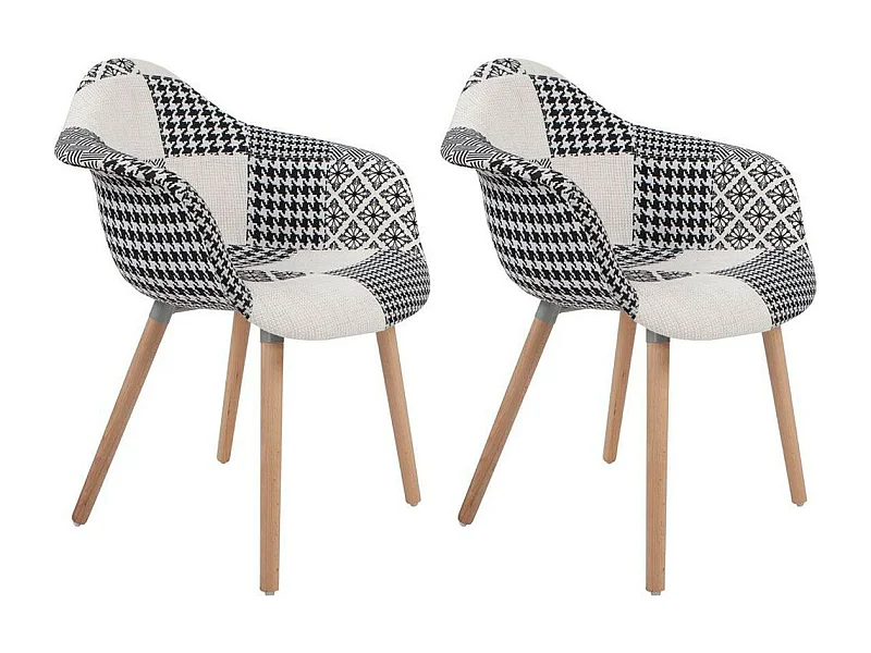 Lot de 2 Chaises Déco "Dave" 80cm Noir & Blanc