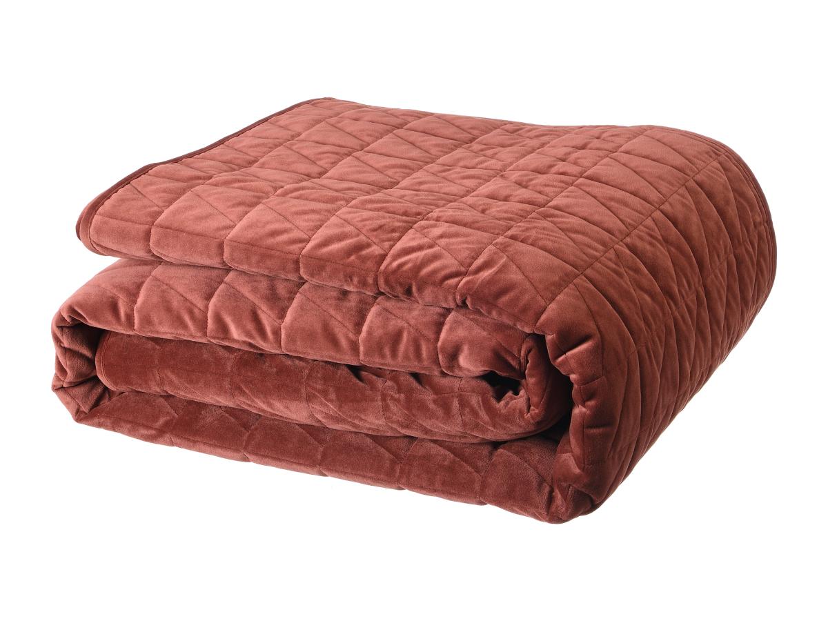Tagesdecke gesteppt aus Samt - 225 x 220 cm - Terrakotta - IDELLA günstig online kaufen