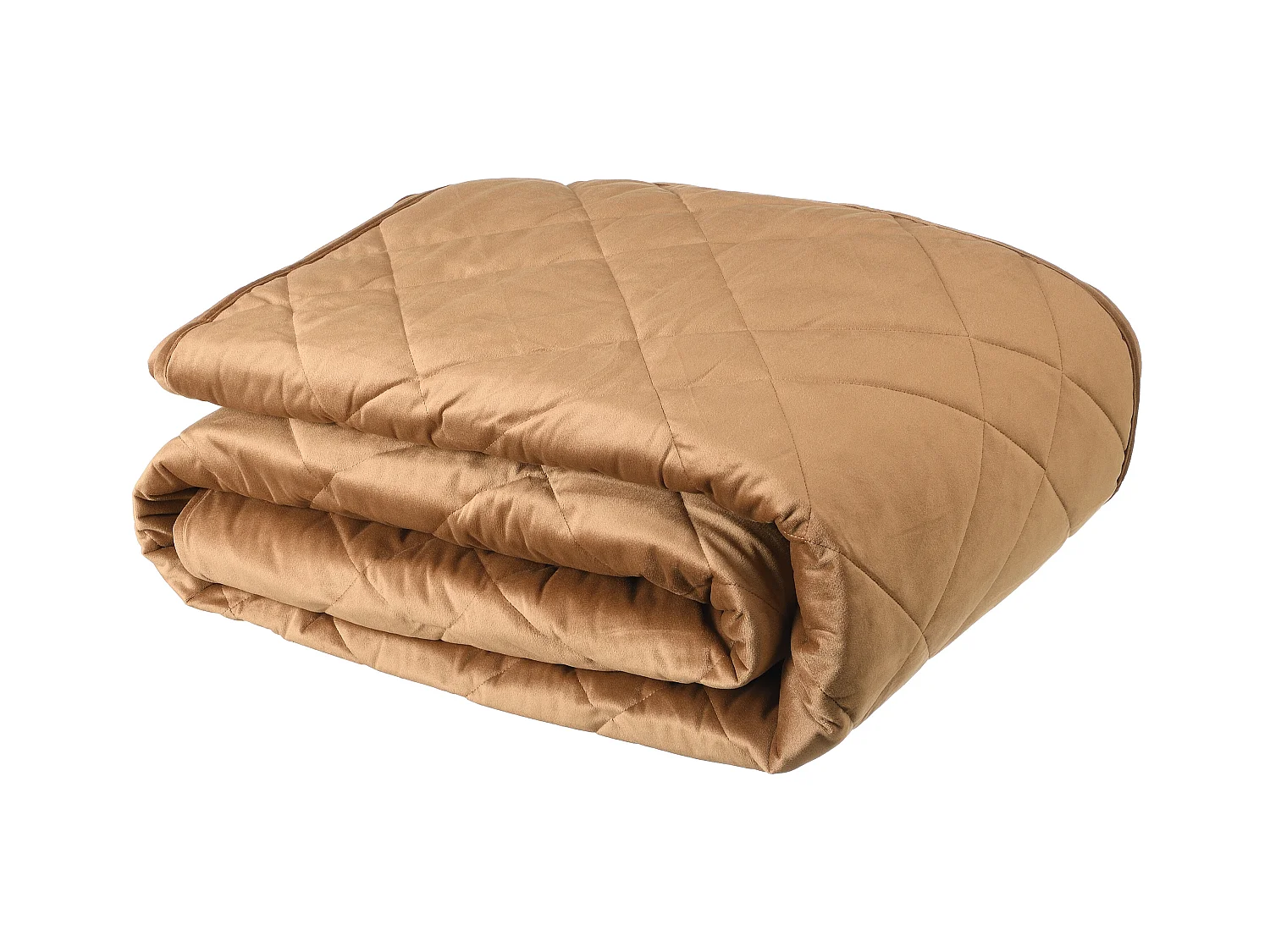 Couvre lit en velours matelassé - 220 x 225 cm - Camel - PRILIO