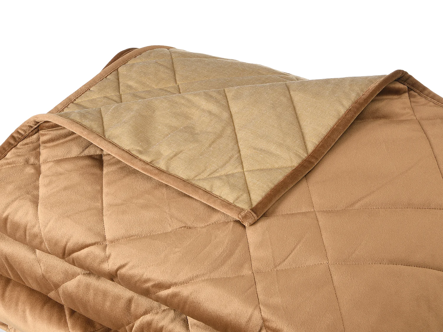 Couvre lit en velours matelassé - 220 x 225 cm - Camel - PRILIO