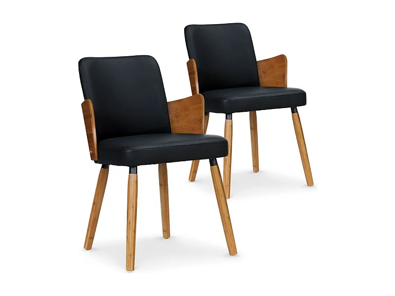 Lot de 2 chaises scandinaves Phibie bois naturel et Noir