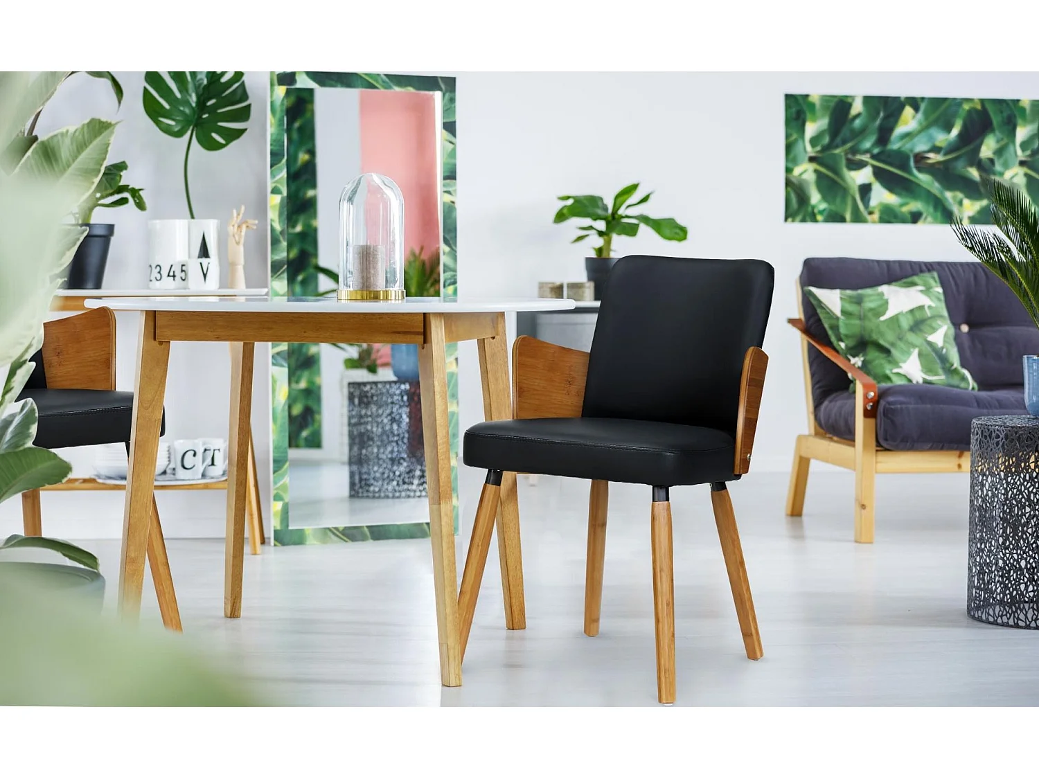 Lot de 2 chaises scandinaves Phibie bois naturel et Noir