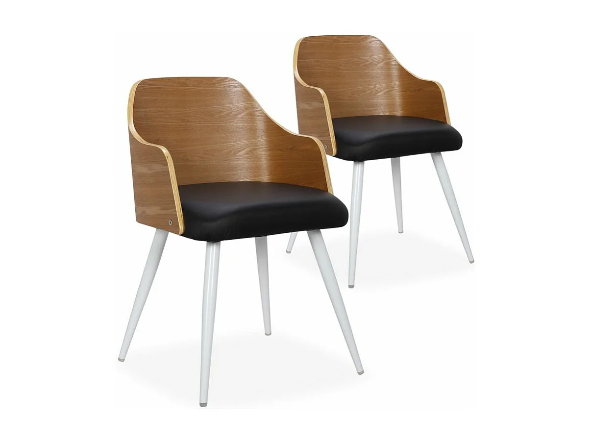 Lot de 2 chaises scandinaves Persane Bois Chêne et Simili Noir