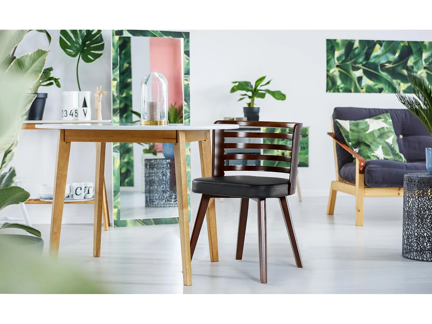 Lot de 2 chaises scandinave Koxy bois noisette et Noir