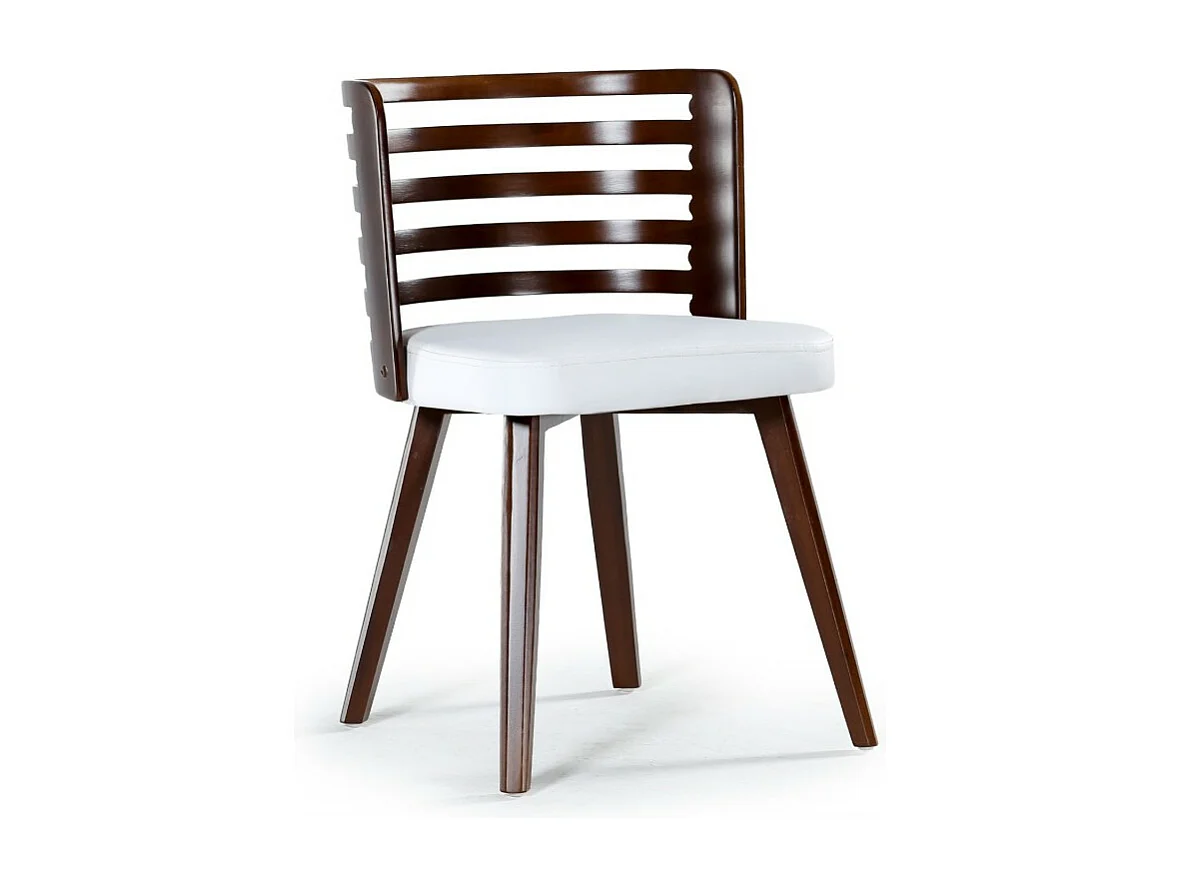 Lot de 2 Chaises Scandinave "Danna" 73cm Simili Blanc & Bois Noisette