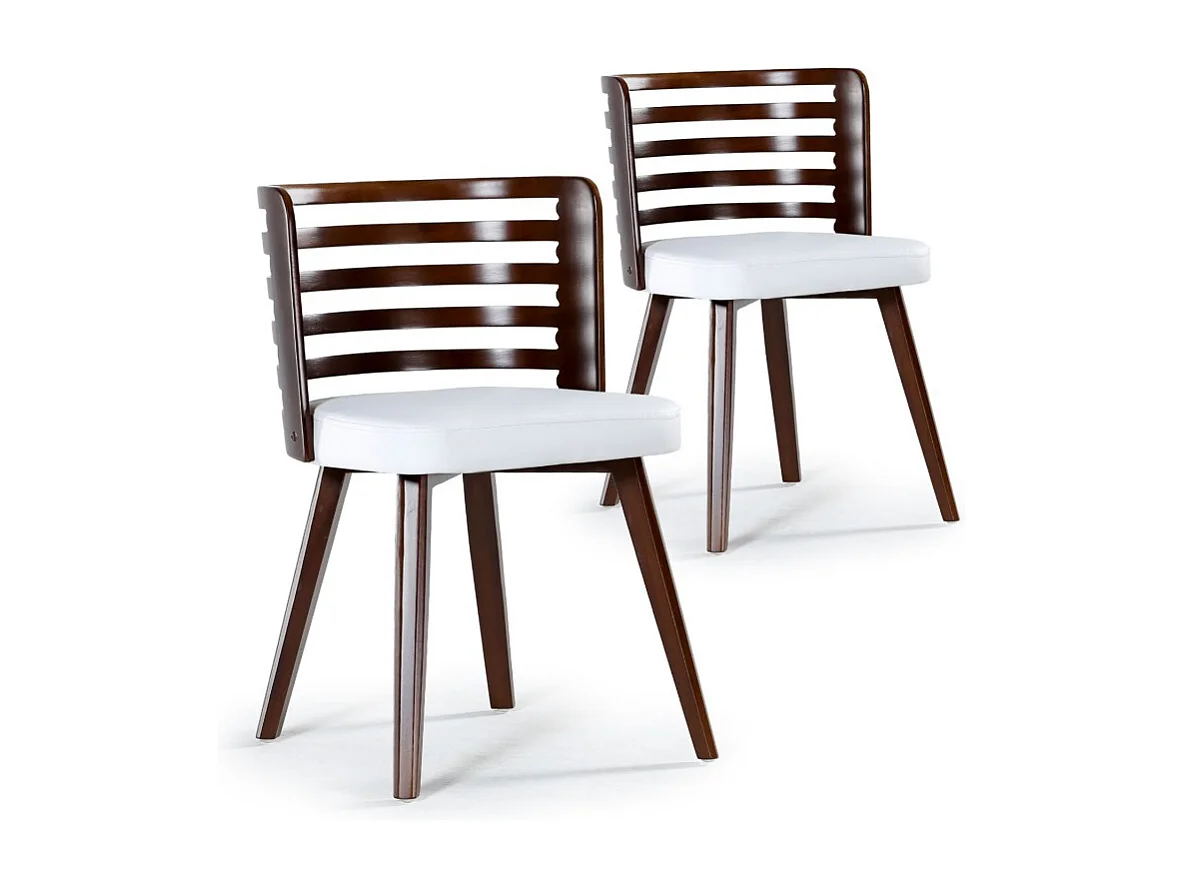 Lot de 2 chaises scandinave Koxy bois noisette et Blanc