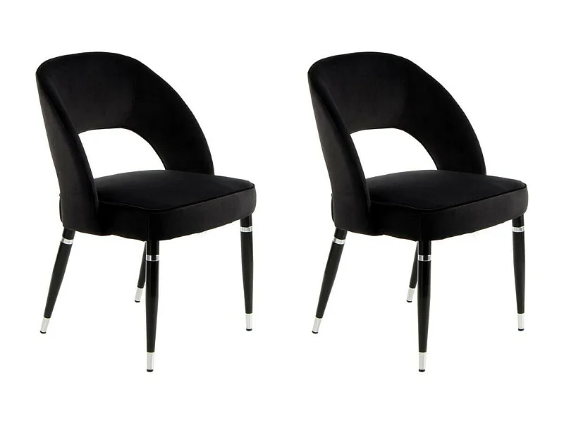 Lot de 2 Chaises en Velours "Courtney" 83cm Noir & Argent