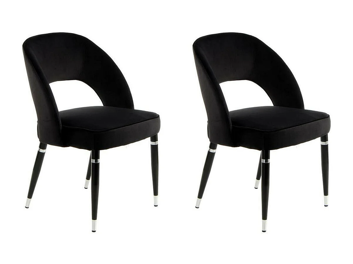 Lot de 2 Chaises en Velours "Courtney" 83cm Noir & Argent