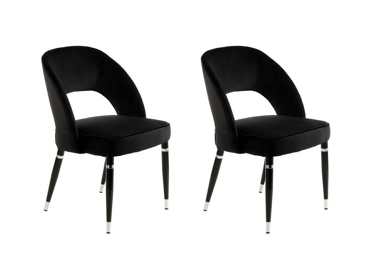 Lot de 2 Chaises en Velours "Courtney" 83cm Noir & Argent