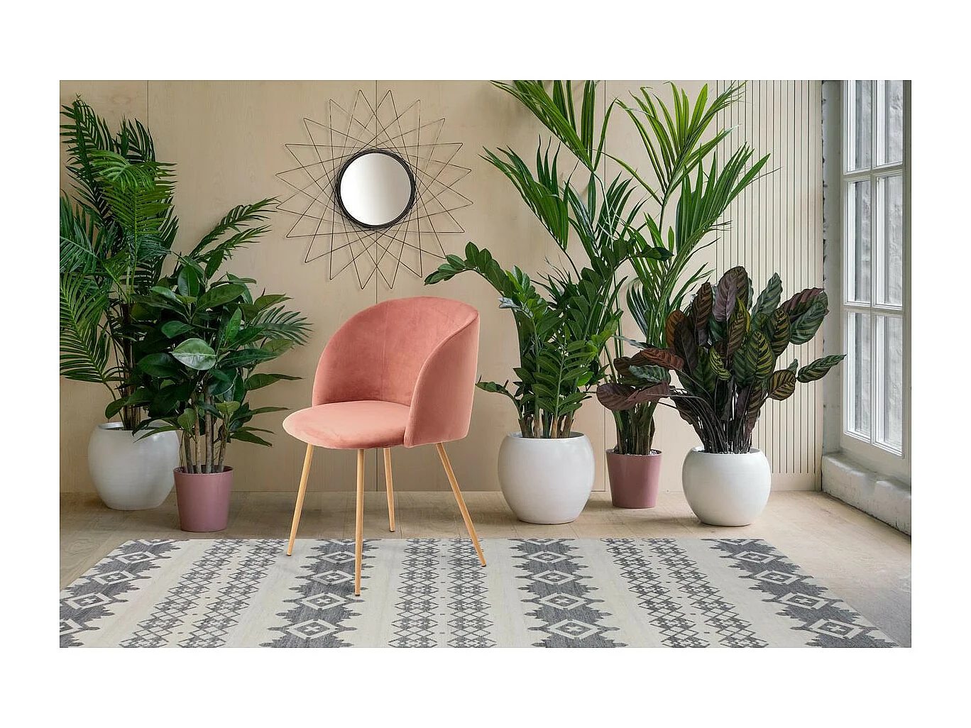 Lot de 2 Chaises en Velours "Celina" 84 cm Rose