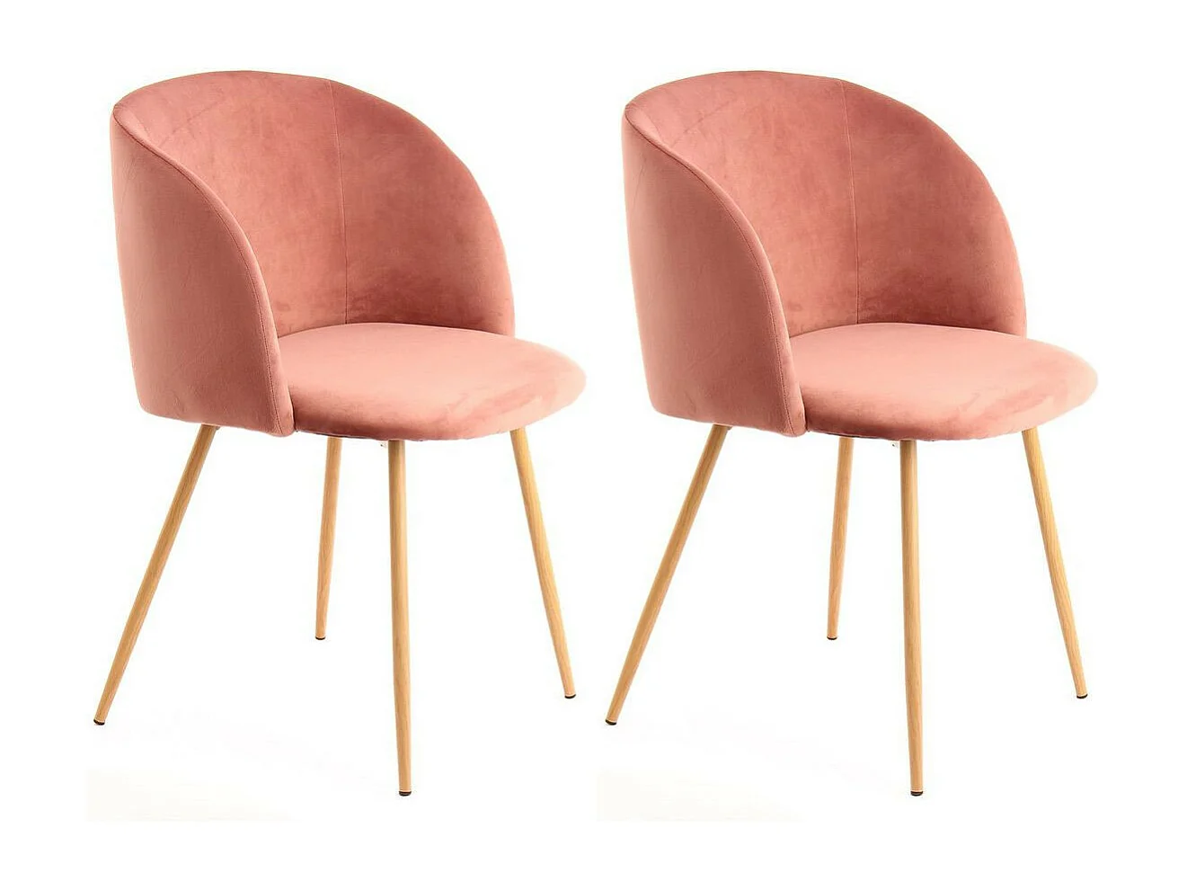 Lot de 2 Chaises en Velours "Celina" 84 cm Rose