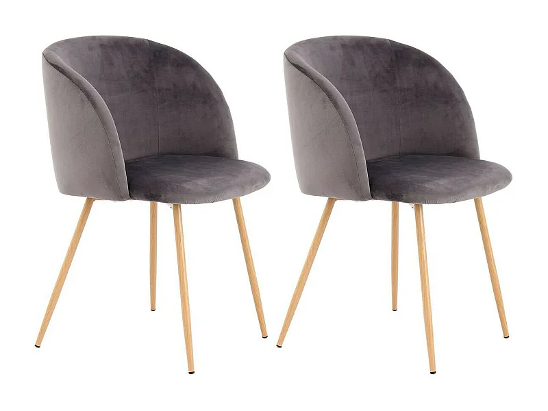 Lot de 2 Chaises en Velours "Celina" 84 cm Gris