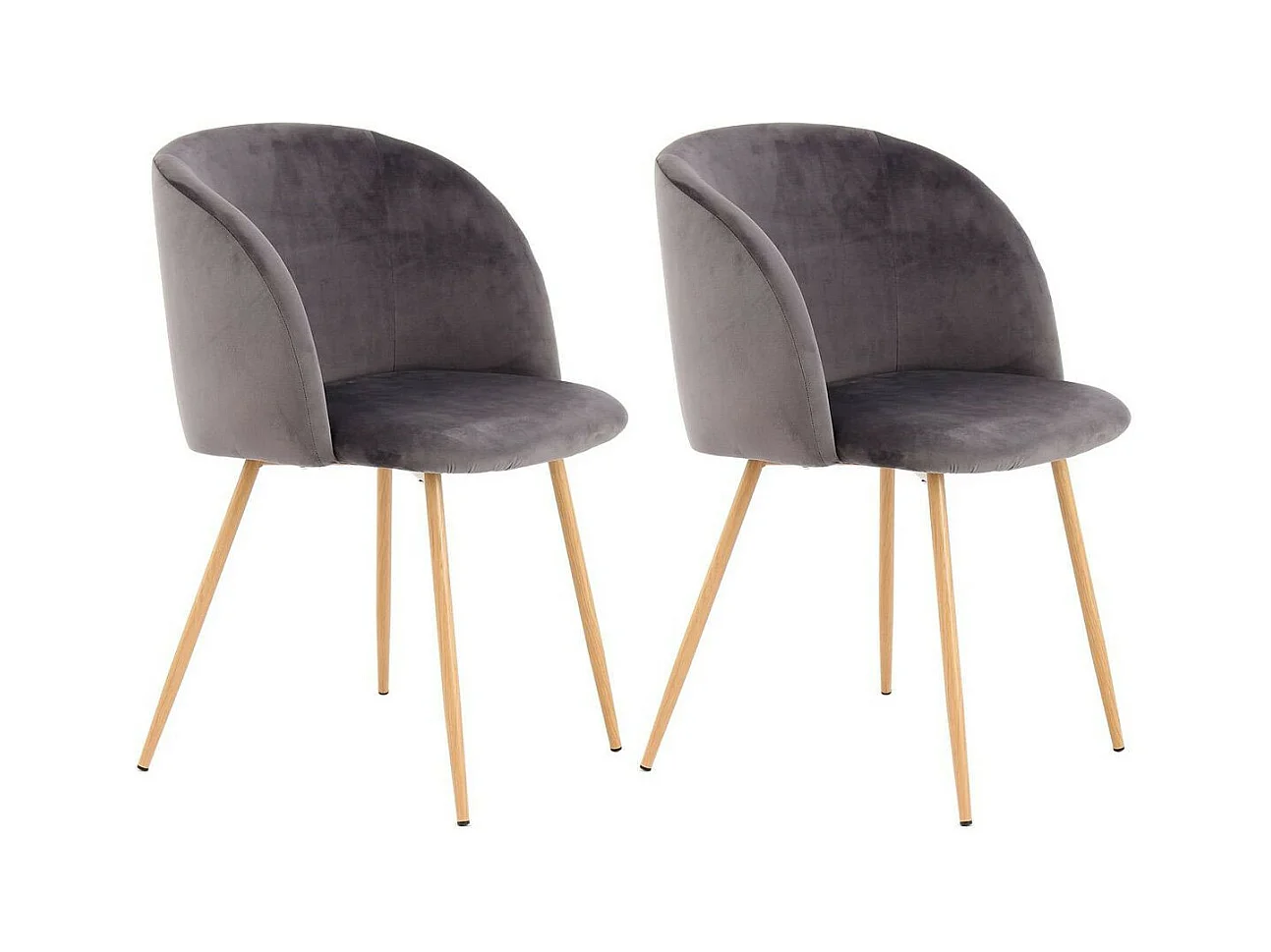Lot de 2 Chaises en Velours "Celina" 84 cm Gris