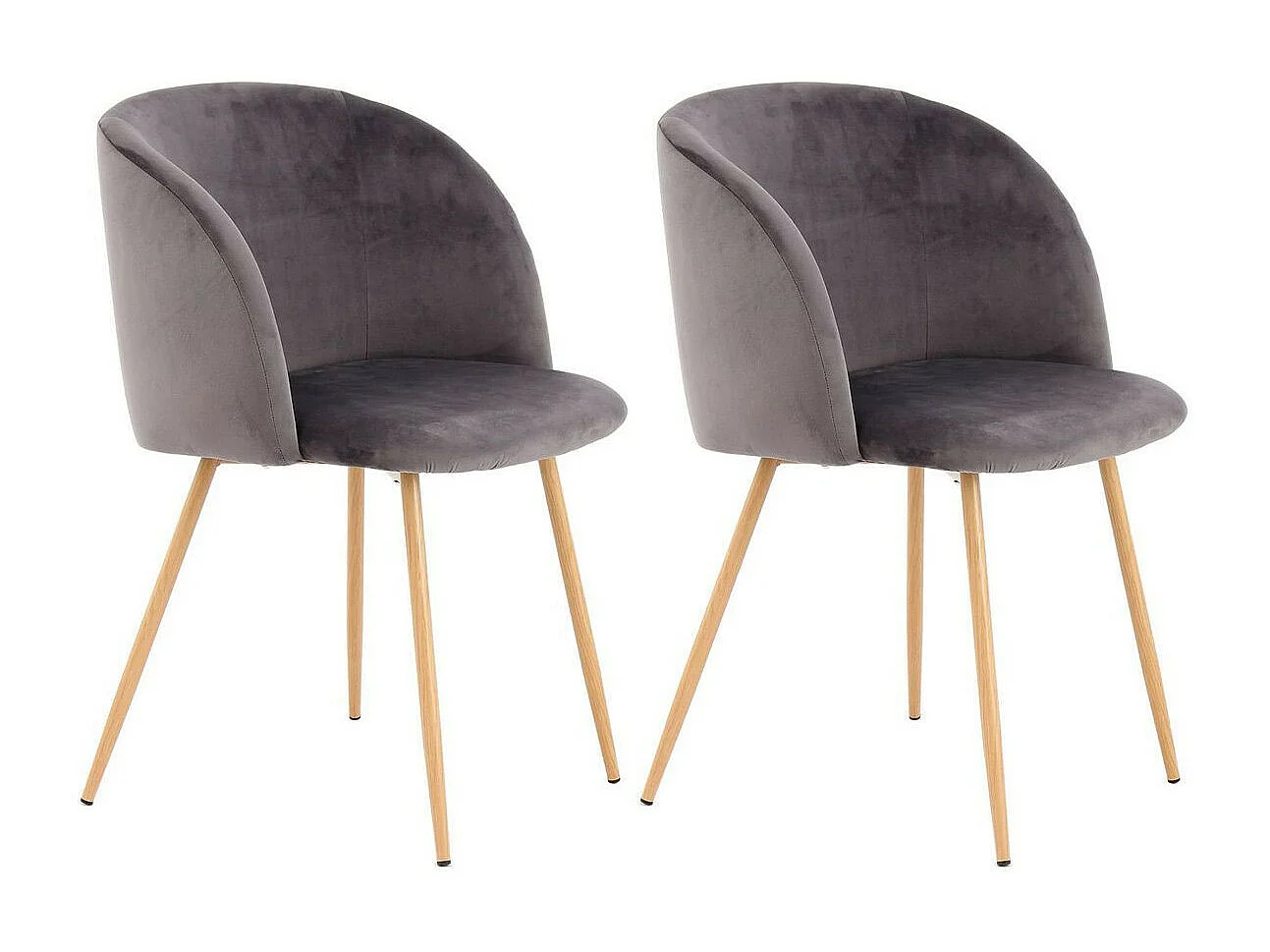 Lot de 2 Chaises en Velours "Celina" 84 cm Gris