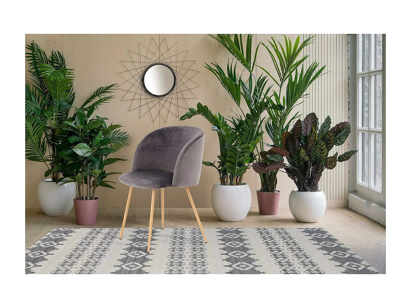 Lot de 2 Chaises en Velours "Celina" 84 cm Gris