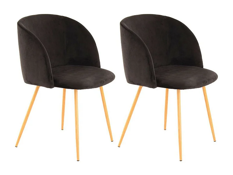 Lot de 2 Chaises en Velours "Celina" 84 cm Noir
