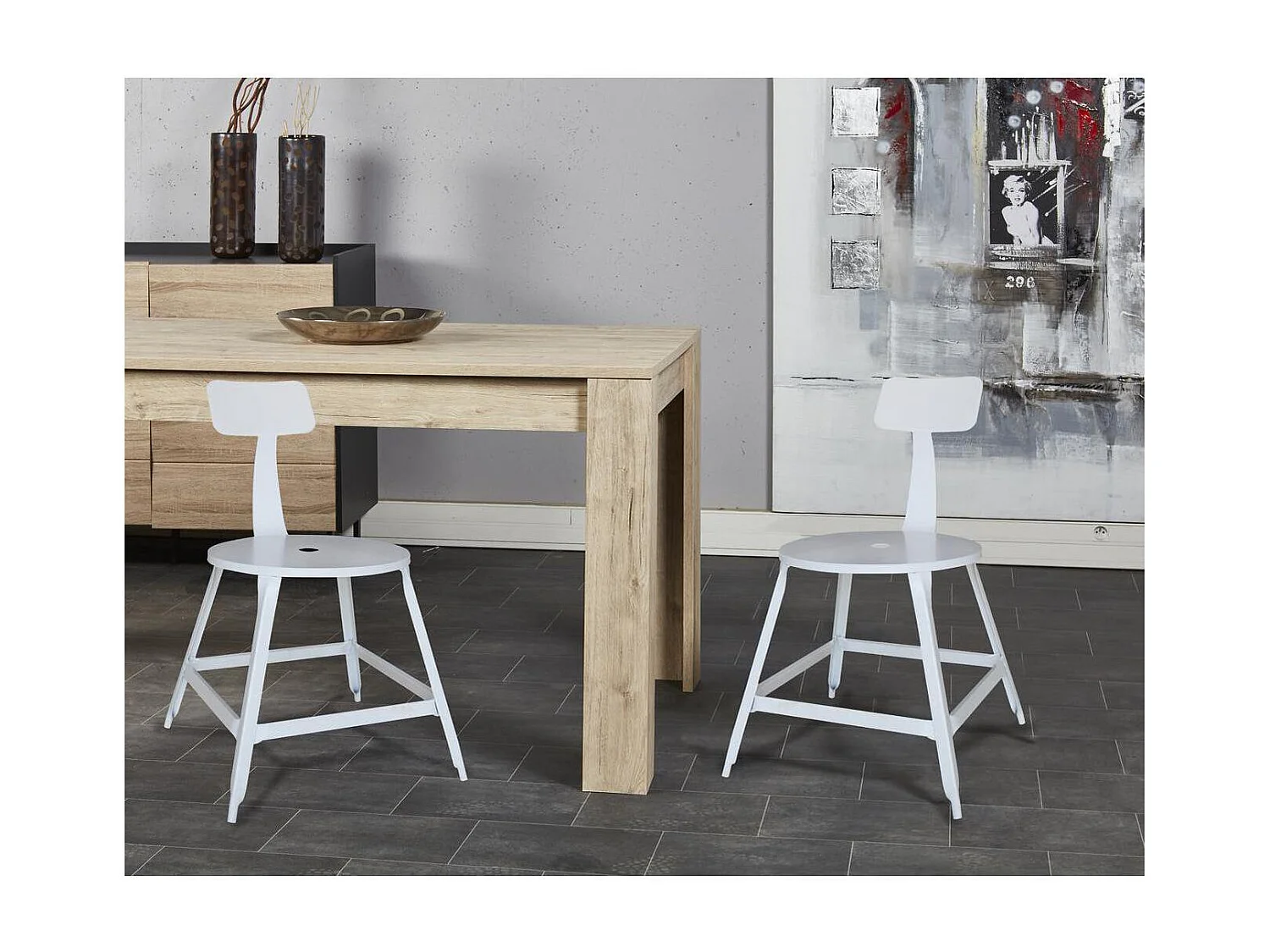 Lot de 2 Chaises Vintage "Madison" 83cm Blanc