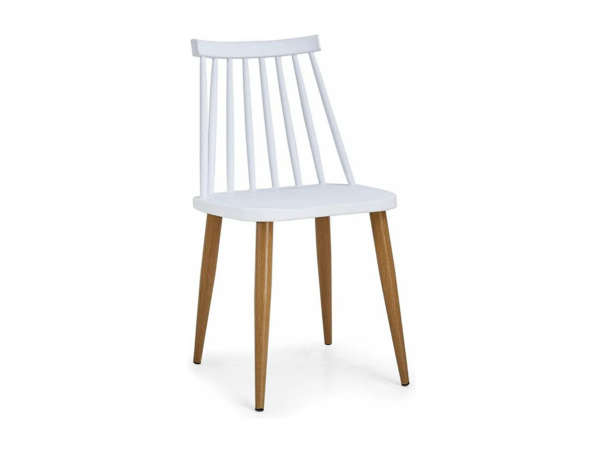 Set aus 2 Skandinavischen Stühlen Weiß "Estelle" & "Houlgate" 77cm Trendiges Design Metallbeine Holzoptik