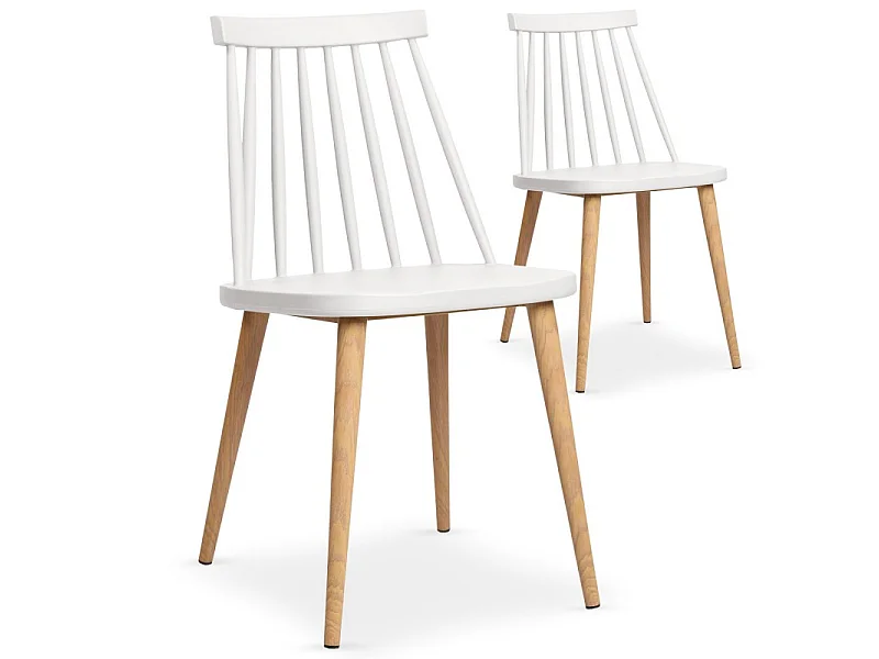 Lot de 2 Chaises Scandinave "Beaune" 77cm Blanc