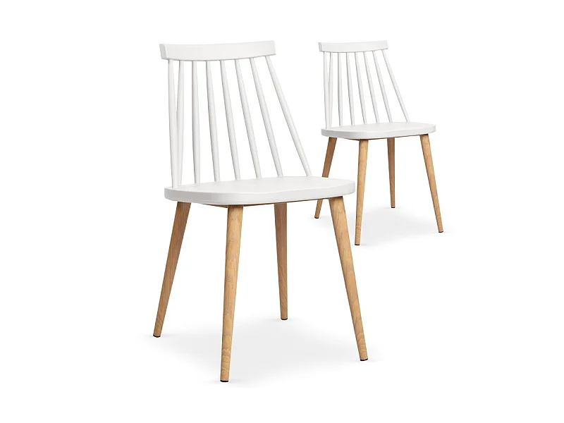 Lot de 2 Chaises Scandinave "Beaune" 77cm Blanc