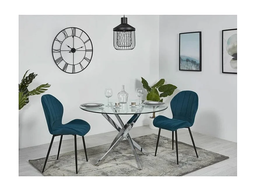 Lot de 2 Chaises en Velours "Onycha" 90cm Bleu