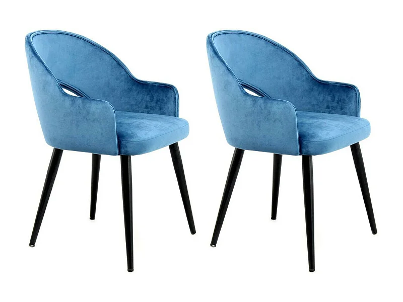 Lot de 2 Chaises en Velours "Joris" 77cm Bleu