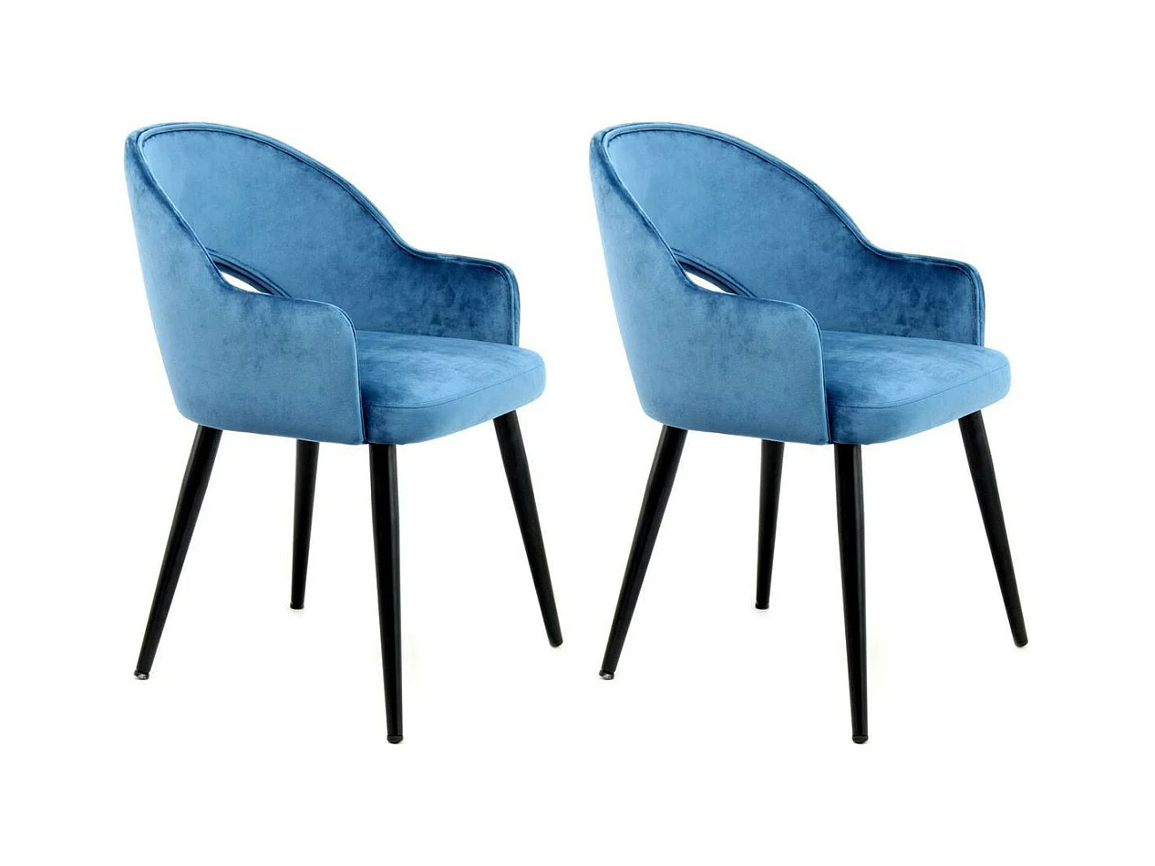 Lot de 2 Chaises en Velours "Joris" 77cm Bleu