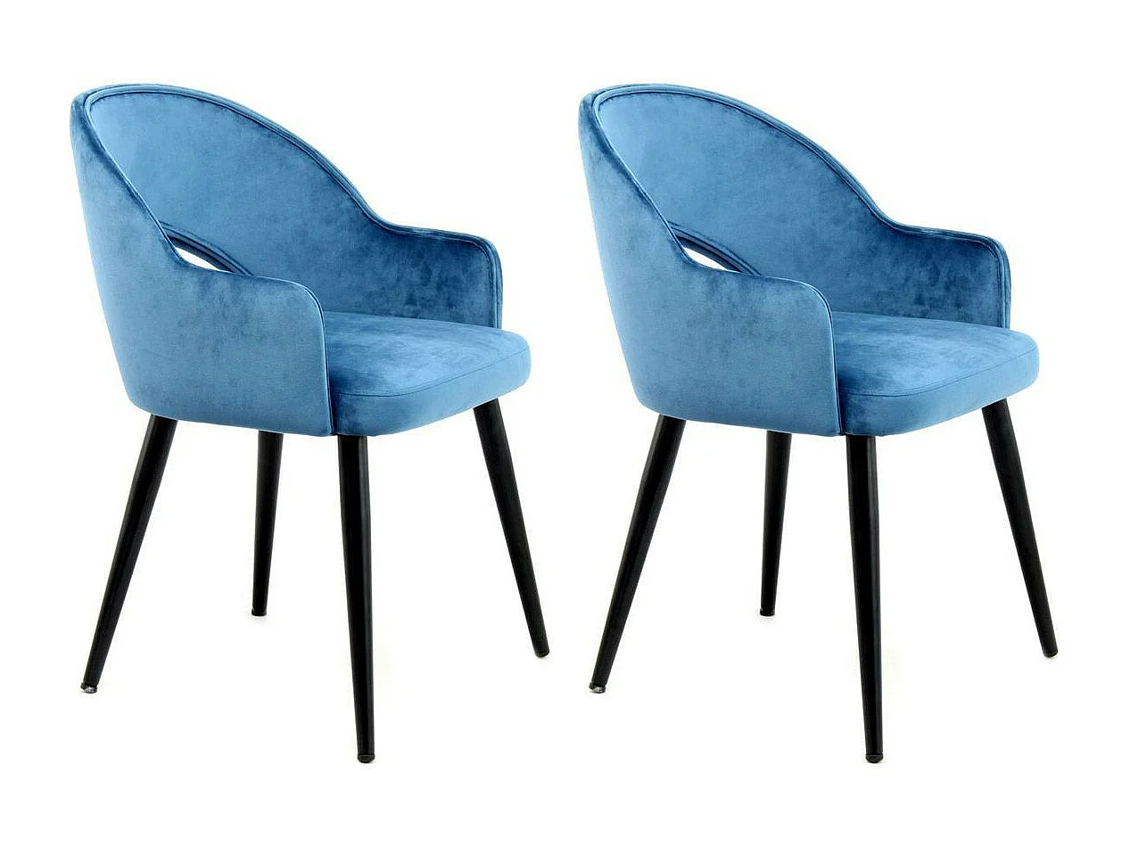 Lot de 2 Chaises en Velours "Joris" 77cm Bleu