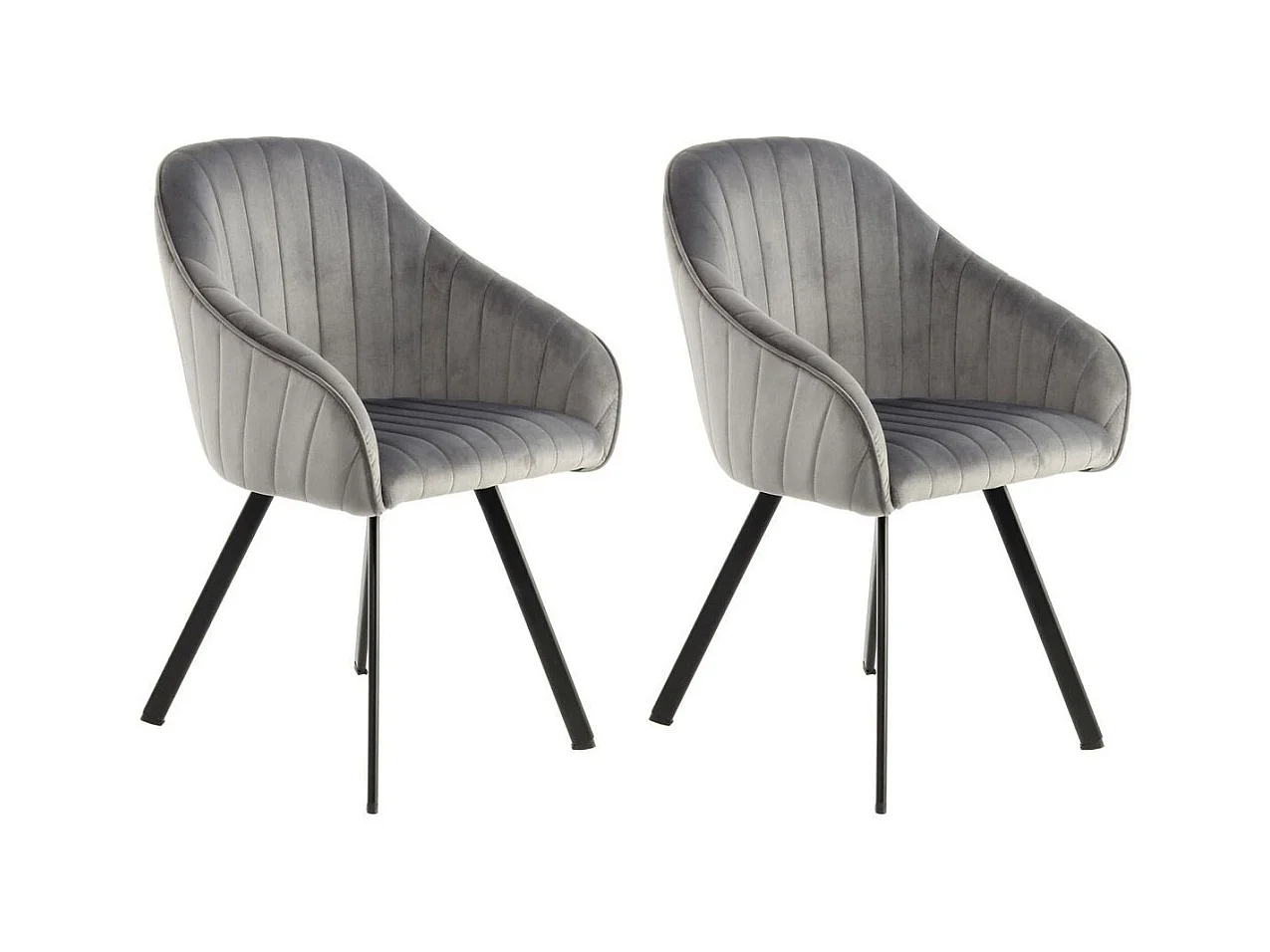 Lot de 2 Chaises en Velours "Jodie" 86cm Gris