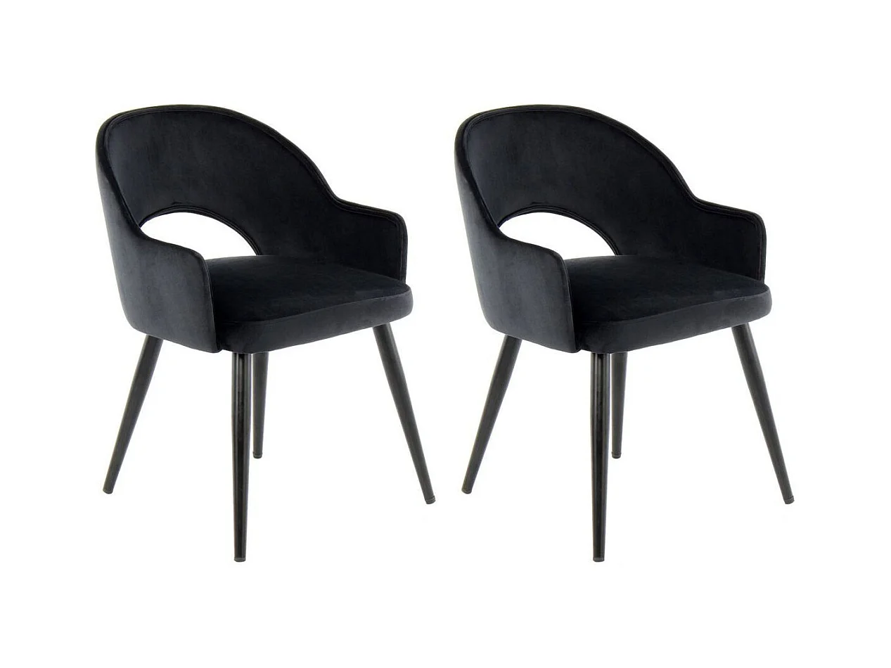 Lot de 2 Chaises en Velours "Joris" 77cm Noir