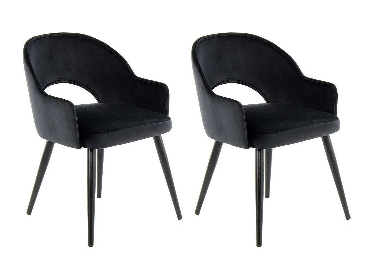 Lot de 2 Chaises en Velours "Joris" 77cm Noir