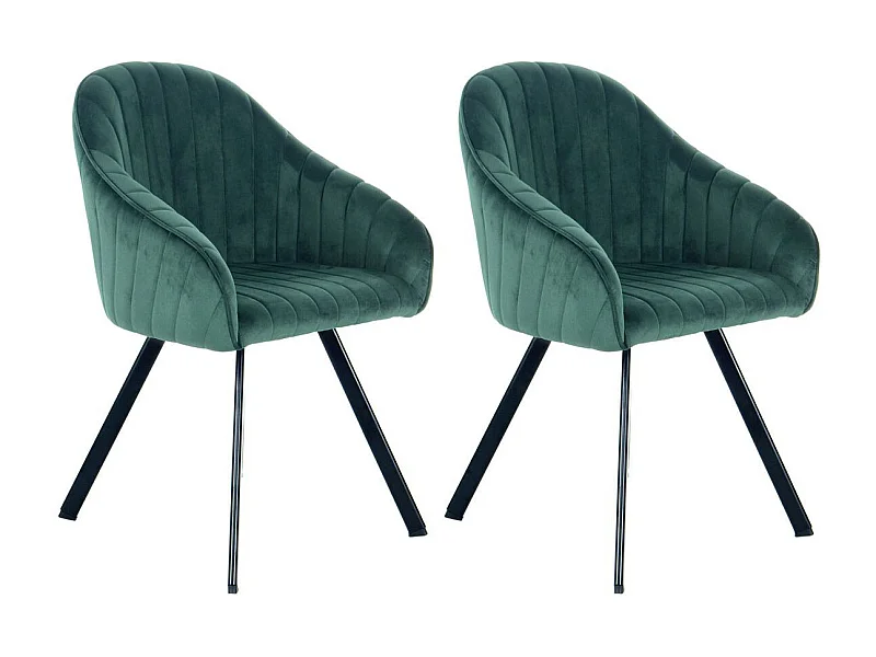 Lot de 2 Chaises en Velours "Jodie" 86cm Vert
