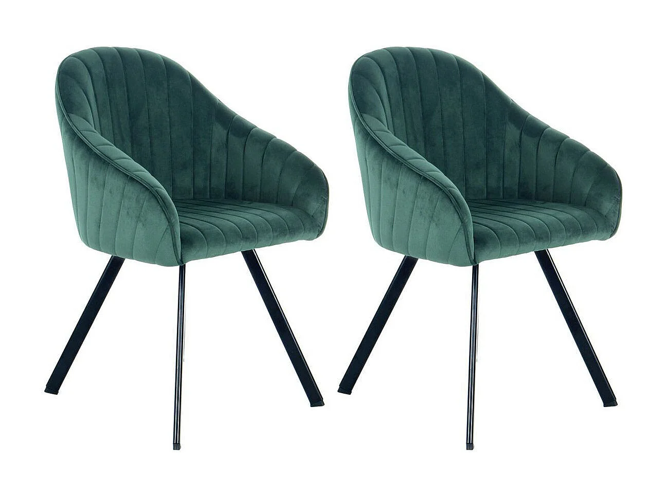 Lot de 2 Chaises en Velours "Jodie" 86cm Vert