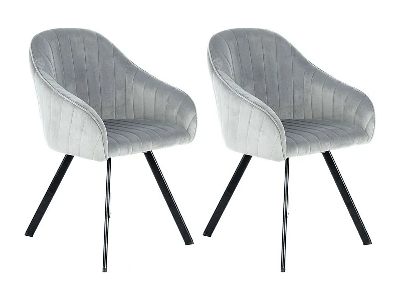 Lot de 2 Chaises en Velours "Jodie" 86cm Argent