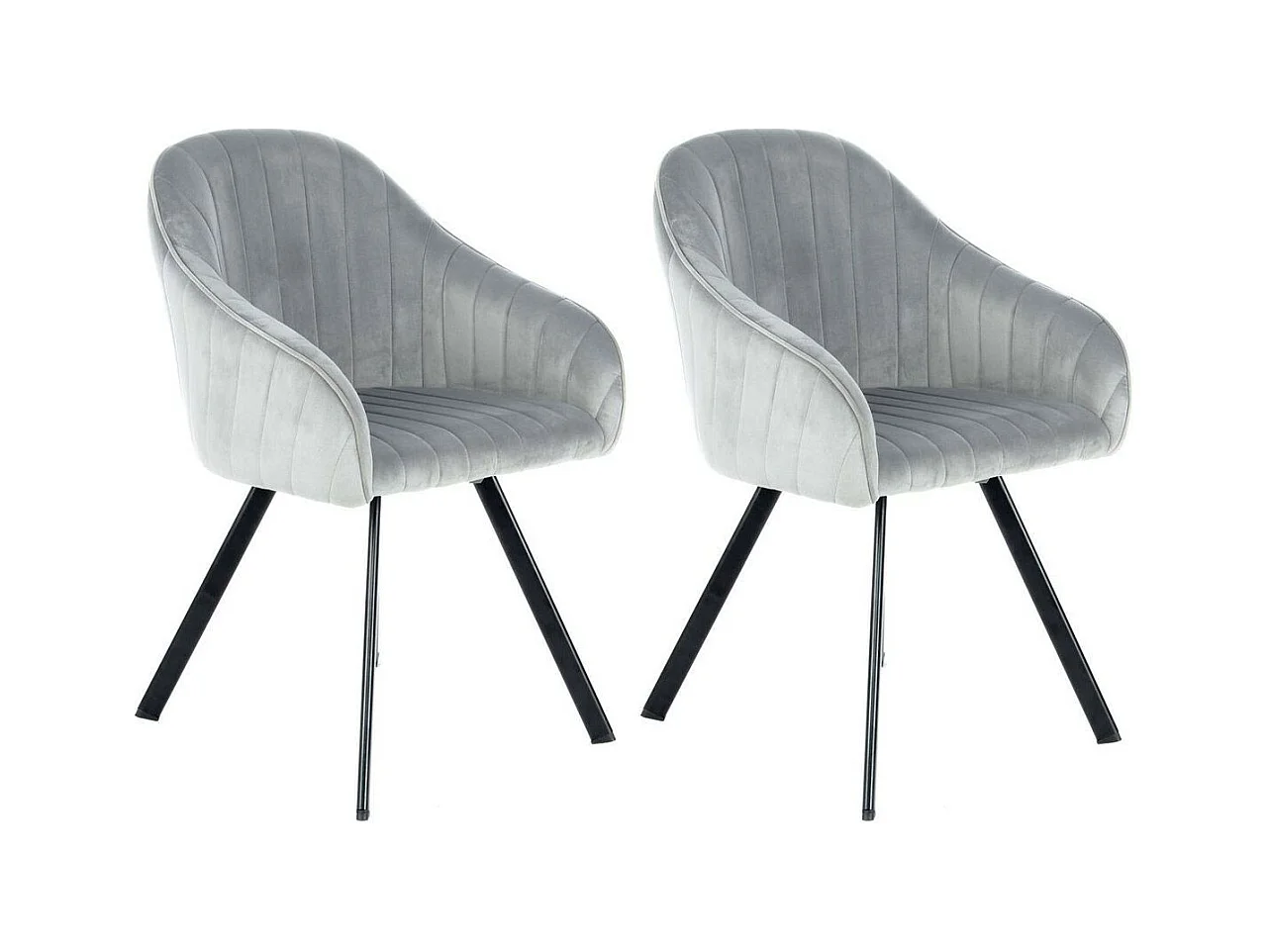 Lot de 2 Chaises en Velours "Jodie" 86cm Argent