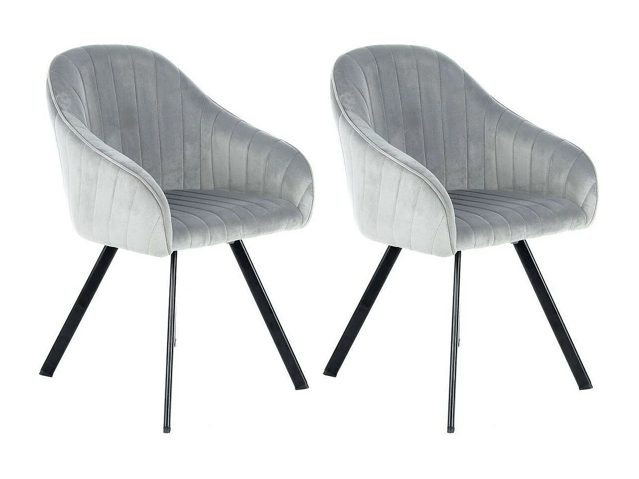 Lot de 2 Chaises en Velours "Jodie" 86cm Argent