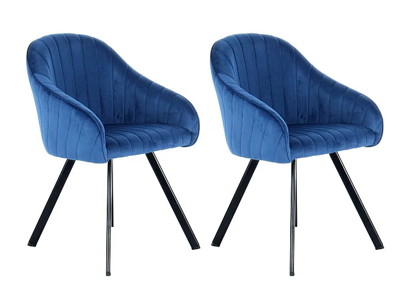 Lot de 2 Chaises en Velours "Jodie" 86cm Bleu