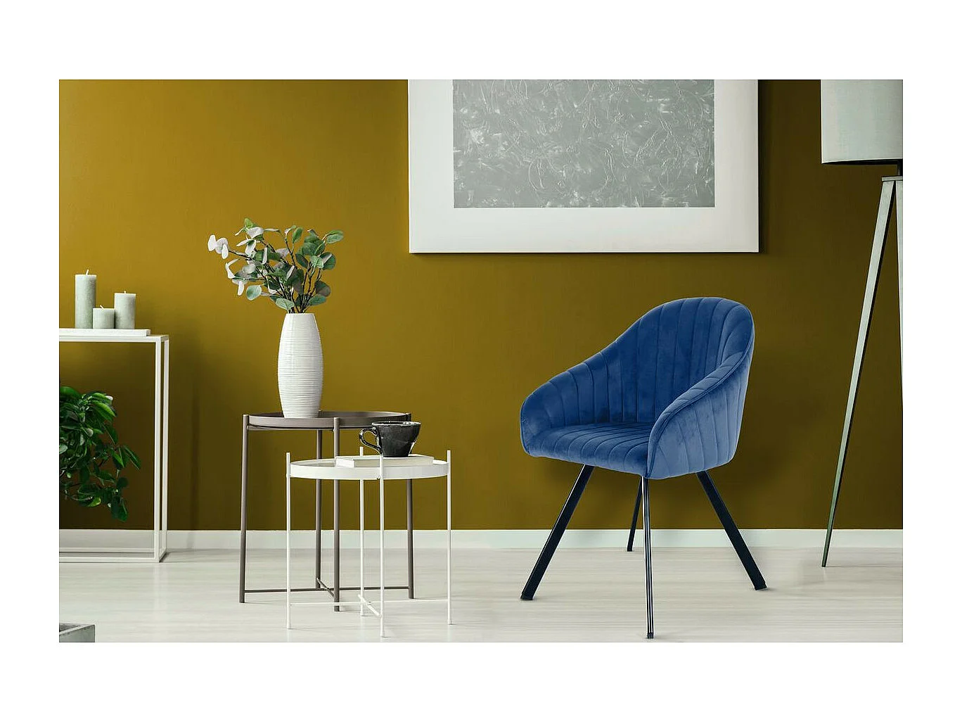Lot de 2 Chaises en Velours "Jodie" 86cm Bleu