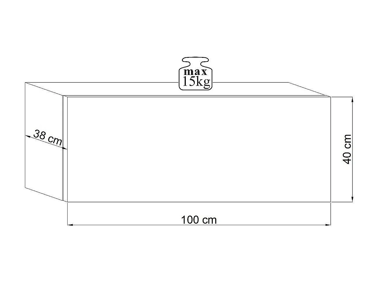 Meuble TV mural avec 2 compartiments - L100 cm x H40 cm