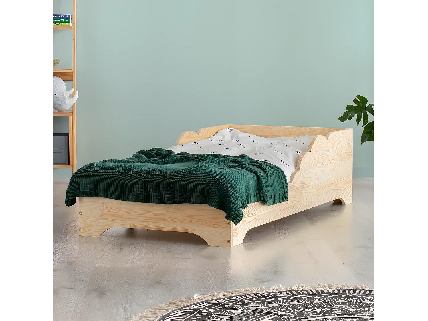 Lit 90x190 sommier inclus Blandine Bois