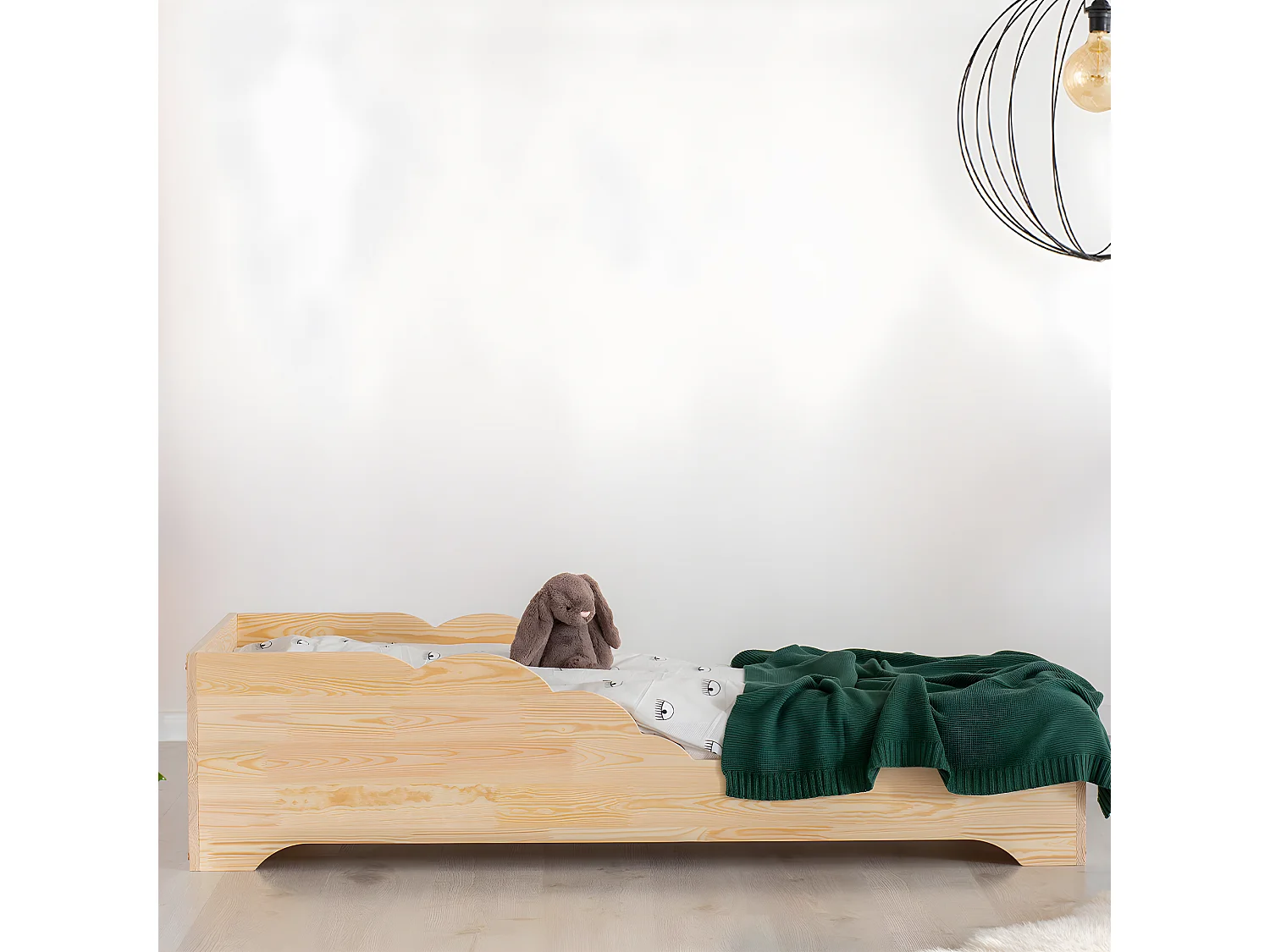 Cama 90x200 com estrado de ripas Blandine Wood