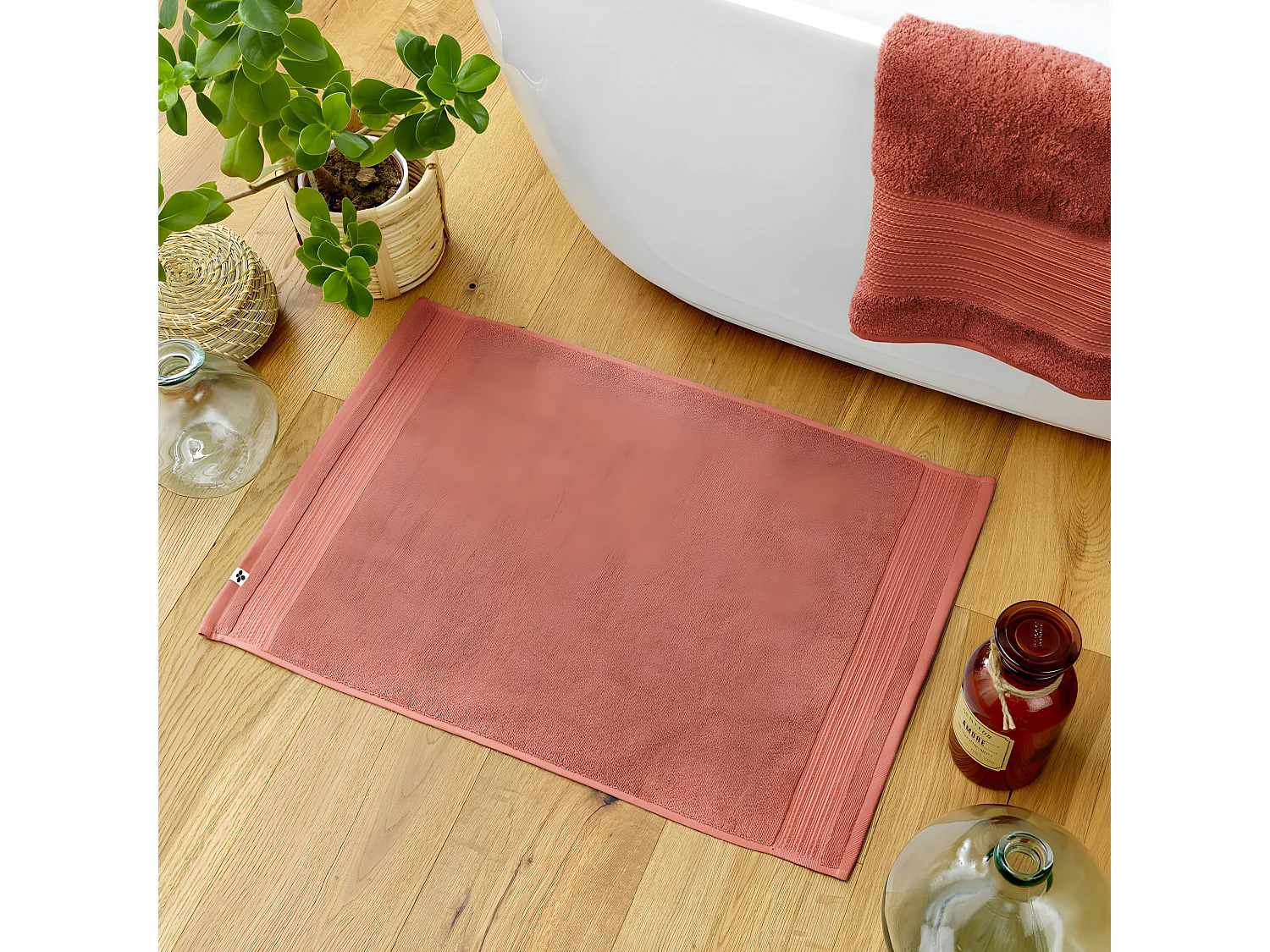 EMMA - Tapis de Bain 50x70cm en Coton Bio Coloris Terracotta