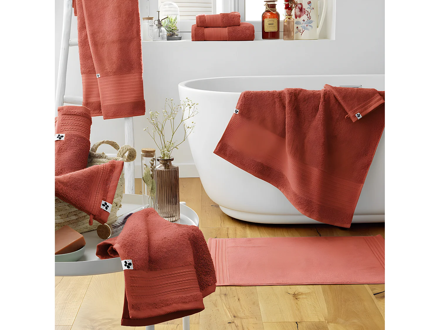 EMMA - Tapis de Bain 50x70cm en Coton Bio Coloris Terracotta