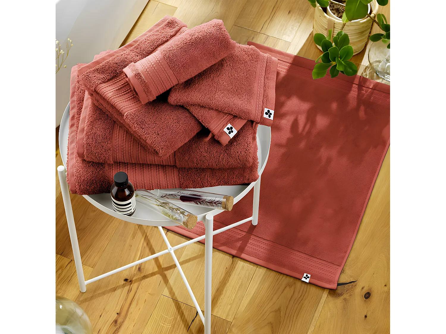 EMMA - Tapis de Bain 50x70cm en Coton Bio Coloris Terracotta